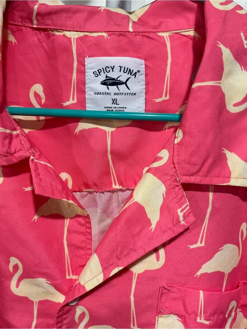 Men's Pink Flamingo Print Short-Sleeve Button-Down Shirt